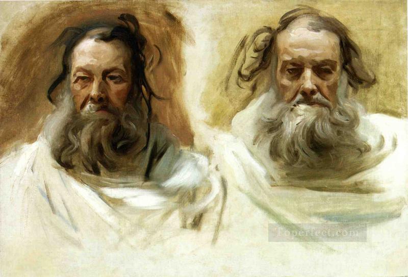 Study for Two Heads for Boston Mural The Prophets John Singer Sargent Oil Paintings